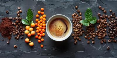 AI generated Background theme with coffee in modern style for cafe or home design photo