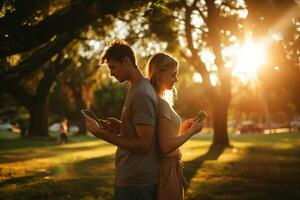 The topic is the problem of relationships due to smartphone addiction and social networks photo