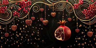 Art execution of pomegranate fruit with abstract background photo