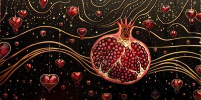 Art execution of pomegranate fruit with abstract background photo