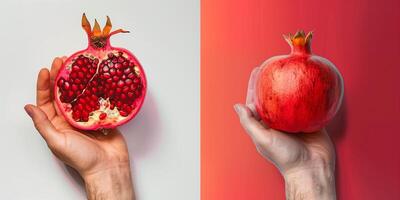 Art execution of pomegranate fruit with light background photo