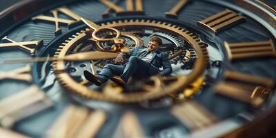 Man with a clock concept for business, marketing and time management of a successful man photo