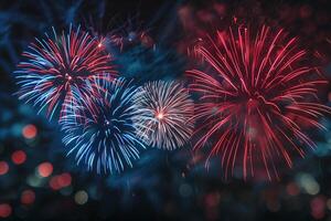 festivo fuegos artificiales en el noche cielo a un celebracion evento en honor de un aniversario o nuevo año foto