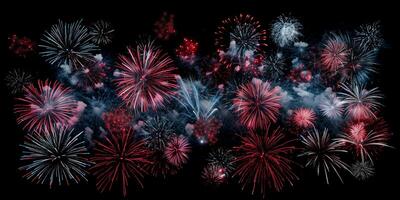 Festive fireworks in the night sky at a celebration event in honor of an anniversary or new year photo