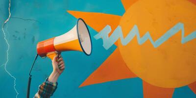 Business and marketing theme with megaphone loudspeaker for announcements and promotion photo