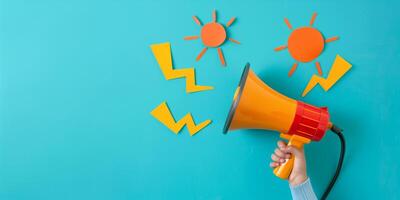 Business and marketing theme with megaphone loudspeaker for announcements and promotion photo