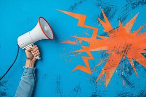 Business and marketing theme with megaphone loudspeaker for announcements and promotion photo