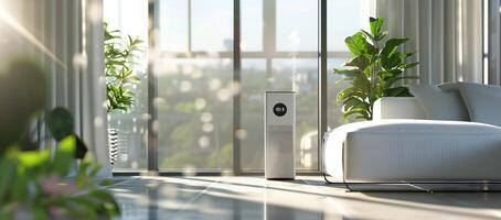 Respetuoso del medio ambiente hogar interior con aire purificación sistema foto