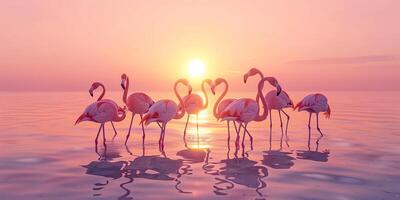 Bird Greater Flamingos Phoenicopterus ruber outdoors photo