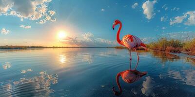 Bird Greater Flamingos Phoenicopterus ruber outdoors photo