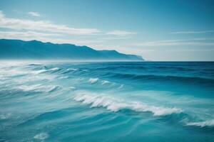 a view of the ocean from above with waves photo