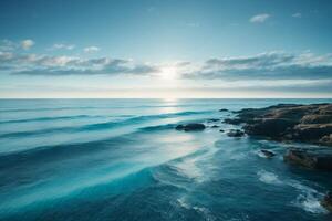 a view of the ocean from above with waves photo