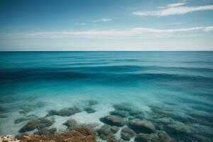 a view of the ocean from above with waves photo