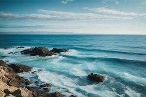 a view of the ocean from above with waves photo