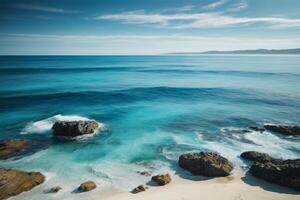 a view of the ocean from above with waves photo