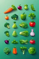 a green circle with vegetables and fruits on it photo