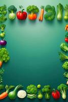 a green circle with vegetables and fruits on it photo