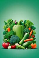 a green circle with vegetables and fruits on it photo