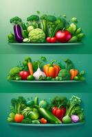 a green circle with vegetables and fruits on it photo