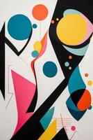 an abstract painting with colorful shapes and shapes photo