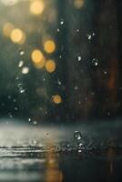 background of rain on blurred bokeh photo