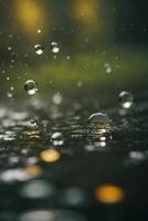 background of rain on blurred bokeh photo