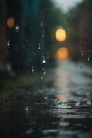 background of rain on blurred bokeh photo