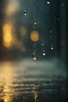 background of rain on blurred bokeh photo