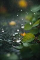 background of rain on blurred bokeh photo