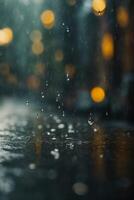 background of rain on blurred bokeh photo