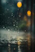 background of rain on blurred bokeh photo