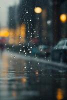 background of rain on blurred bokeh photo