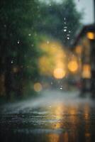 background of rain on blurred bokeh photo