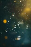 gotas de lluvia en un calle en el ciudad a noche foto