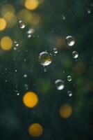 raindrops on a street in the city at night photo