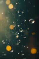 gotas de lluvia en un calle en el ciudad a noche foto