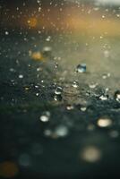 background of rain on blurred bokeh photo