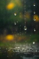 antecedentes de lluvia en borroso bokeh foto