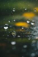 background of rain on blurred bokeh photo