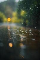 background of rain on blurred bokeh photo