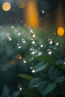 antecedentes de lluvia en borroso bokeh foto