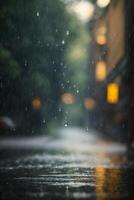 antecedentes de lluvia en borroso bokeh foto