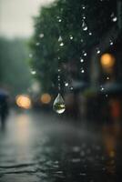 raindrops on the ground in a puddle photo