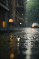 raindrops on the ground in a puddle photo