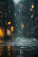 raindrops on the ground in a puddle photo