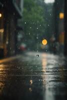 raindrops on the ground in a puddle photo