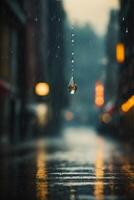 raindrops on the ground in a puddle photo