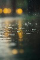 raindrops on the ground in a puddle photo