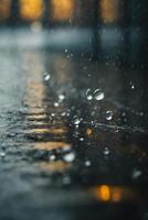 raindrops on the road at night photo