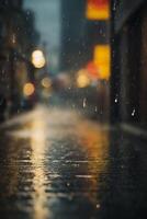 gotas de lluvia en el la carretera a noche foto